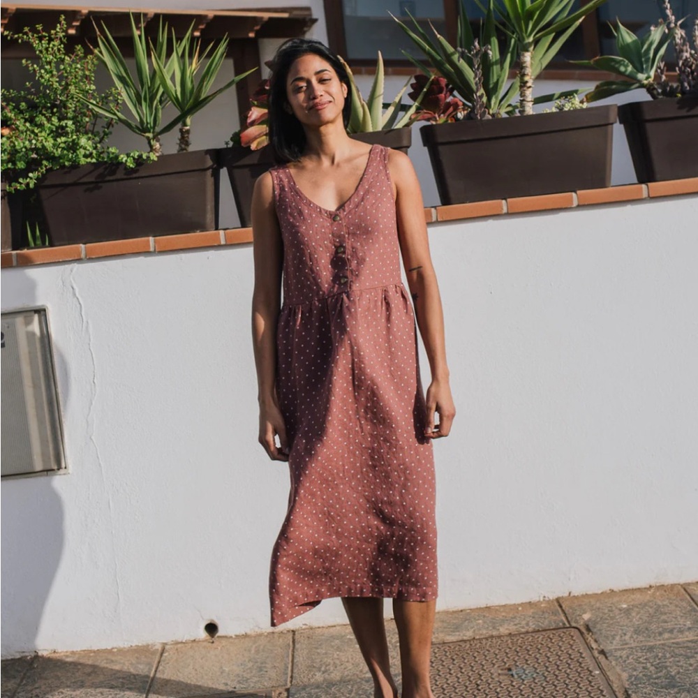 notPERFECTLINEN Valley Cinnamon Rose Midi Dress